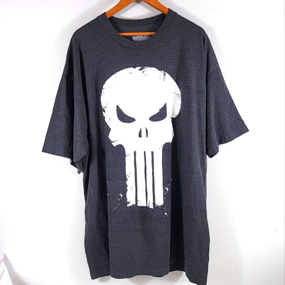 Marvel Punisher Retro Skull Print Men's T-Shirt Plus Size 3XL